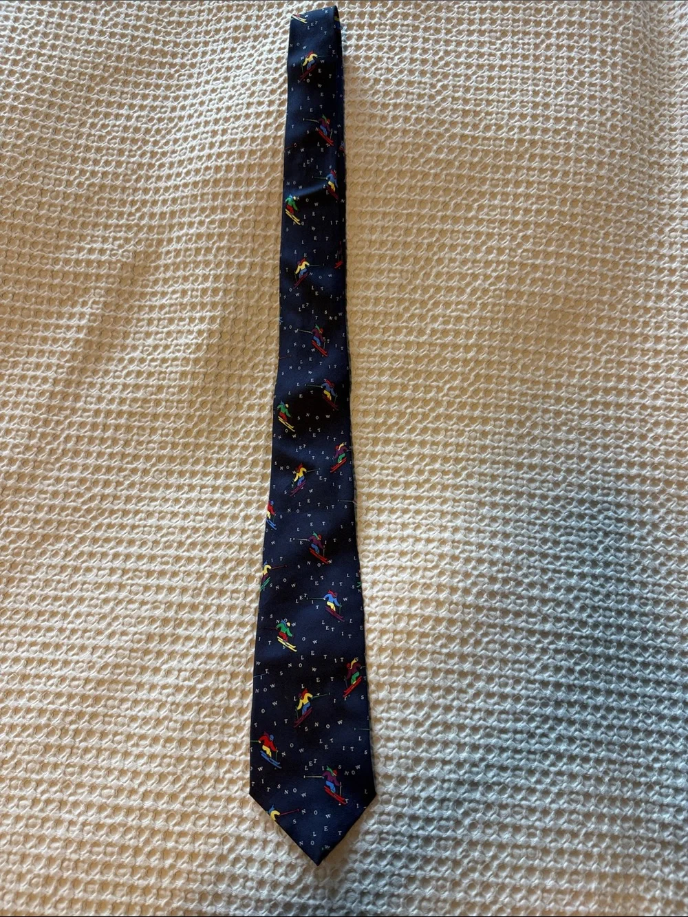 Talbots Kids Navy Blue Skiing Print Tie